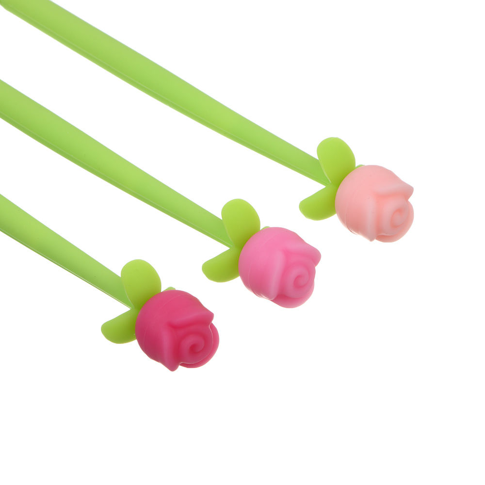 Ручка гелевая силиконовая синяя "Роза", 3 вида, шоу-бокс, арт.№ 591-321