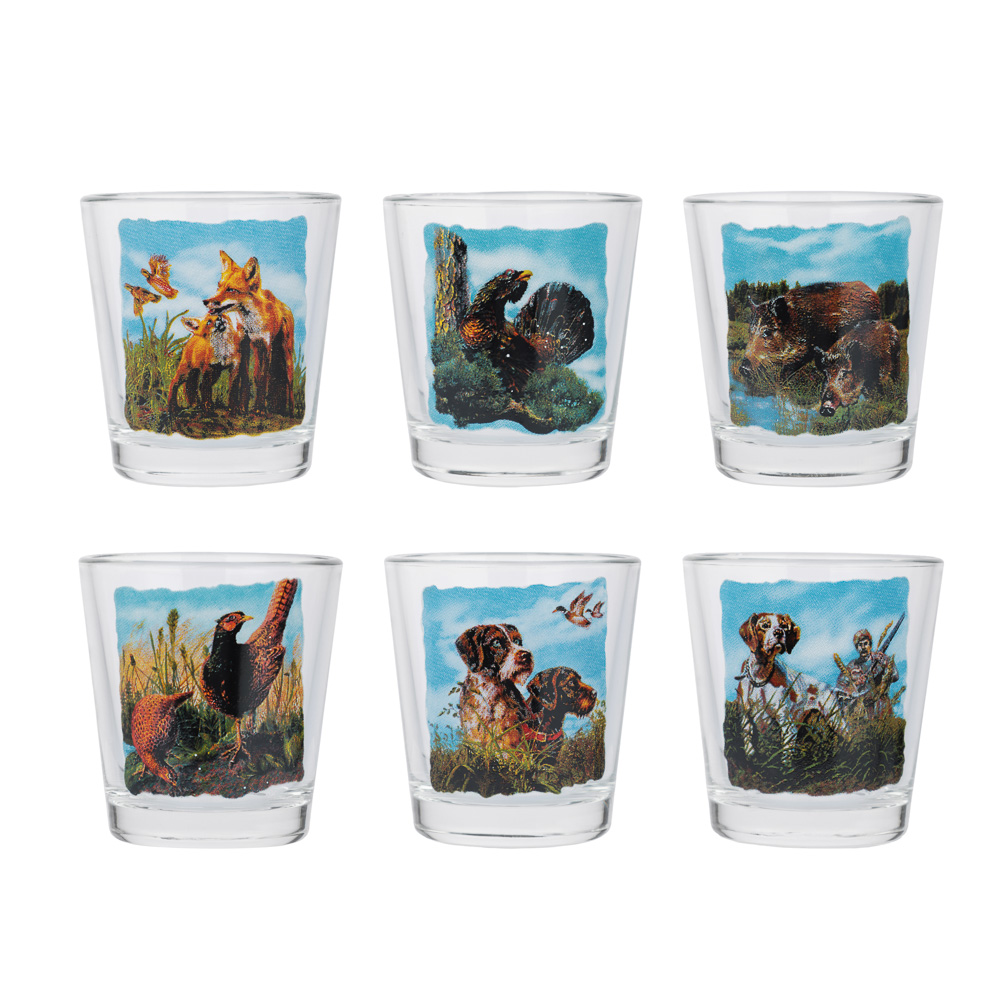 Набор Охота штоф 0,5л + стопки 50мл 6шт, стекло, с декором, арт.№ 878-736