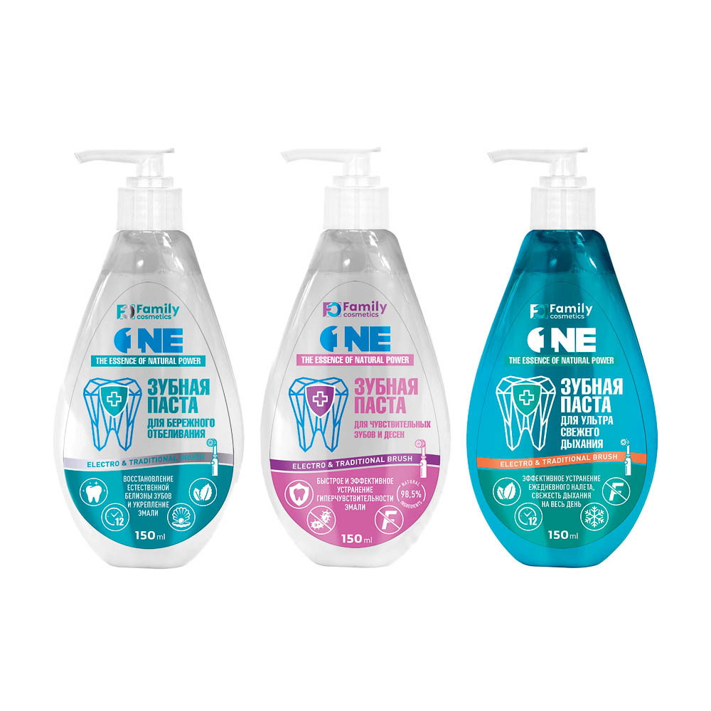 Зубная паста Family Cosmetics, 3 вида, 150мл, арт.№ 981-109