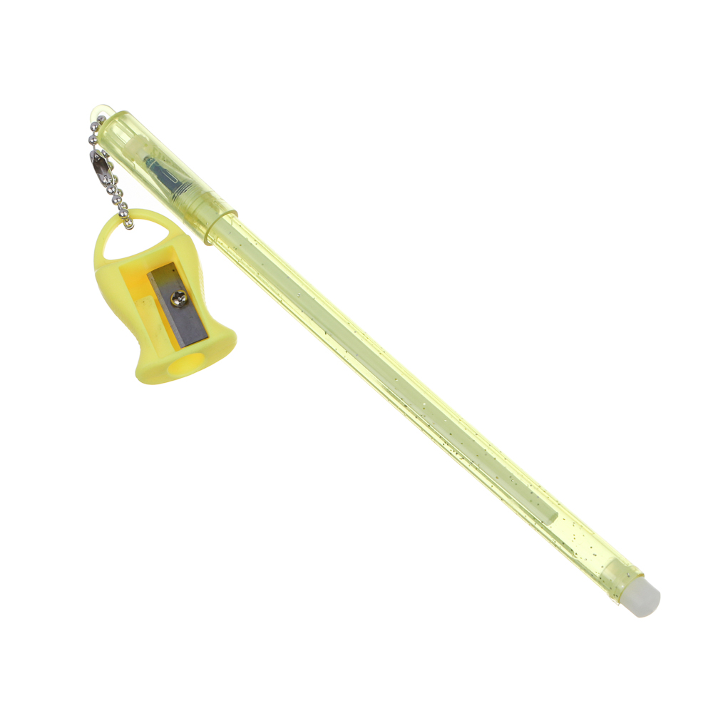 Ручка гелевая "Пиши - стирай" синяя, с точилкой на подвесе, корпус 17 см, 4 дизайна, арт.№ 591-008