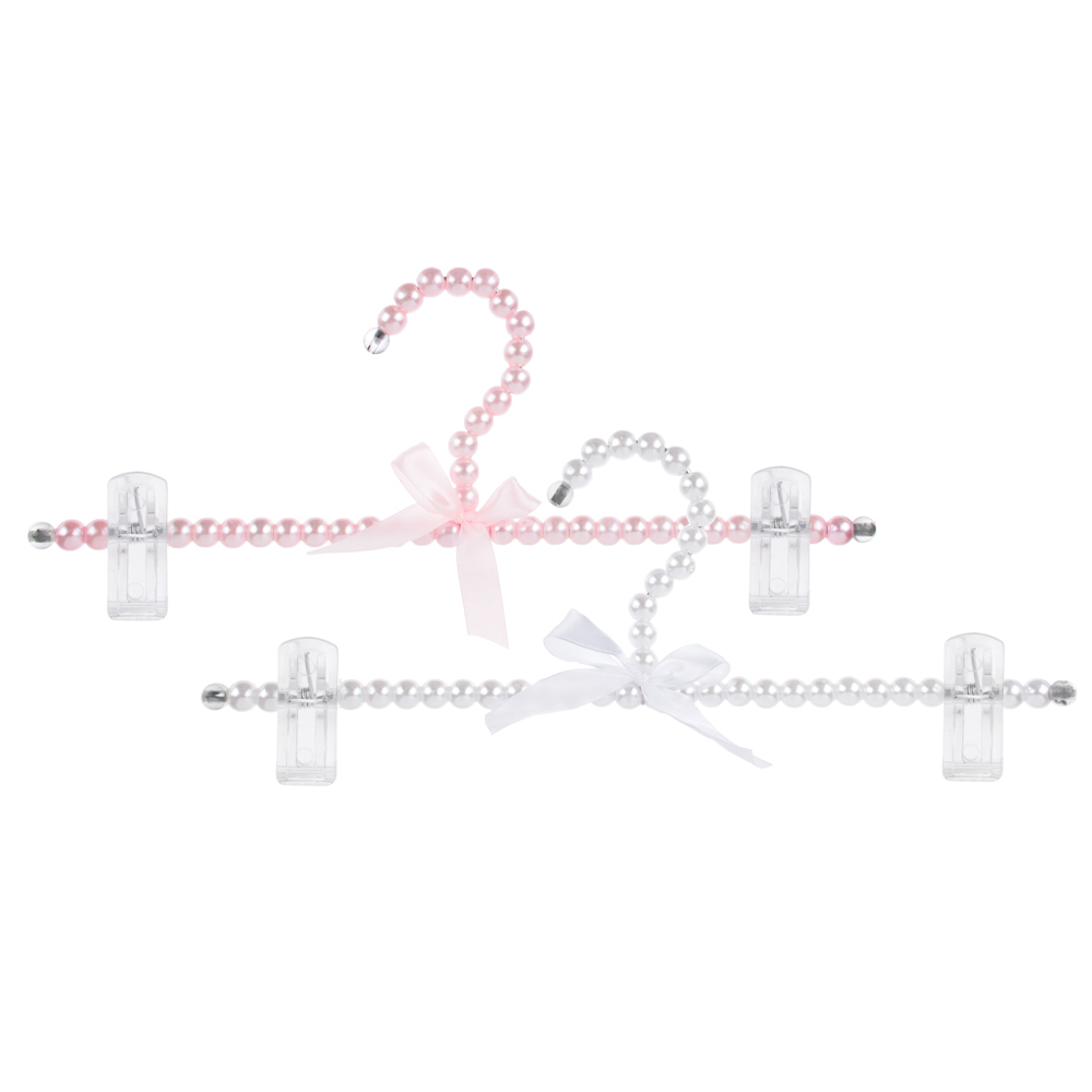 VETTA Вешалка металлическая для брюк/юбок с клипсами, имитация жемчуга с бантом, 32см, 2 цвета, арт.№ 456-101