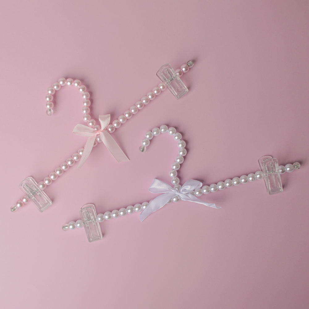 VETTA Вешалка металлическая для брюк/юбок с клипсами, имитация жемчуга с бантом, 32см, 2 цвета, арт.№ 456-101