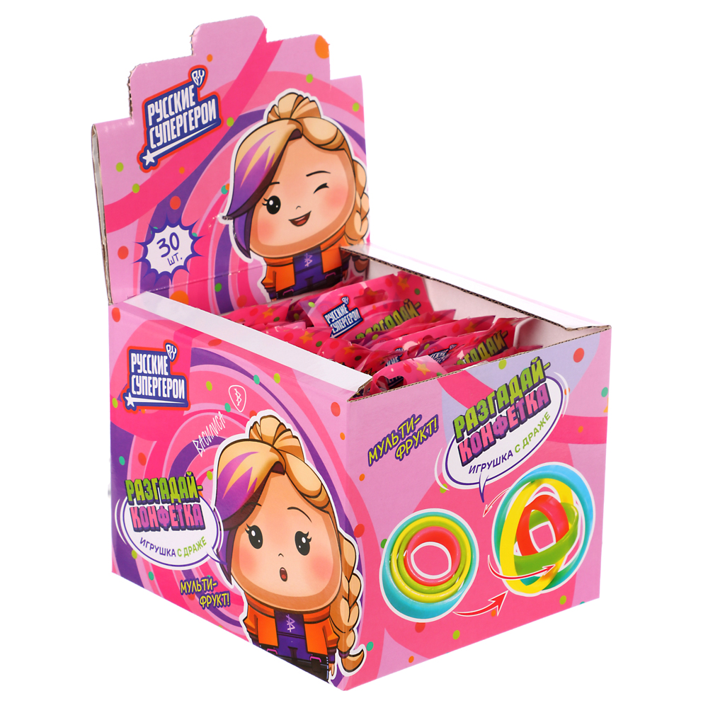 BY Русские Супергерои Драже фруктовое с игрушкой (головоломка) 2 гр., арт.№ 347-216