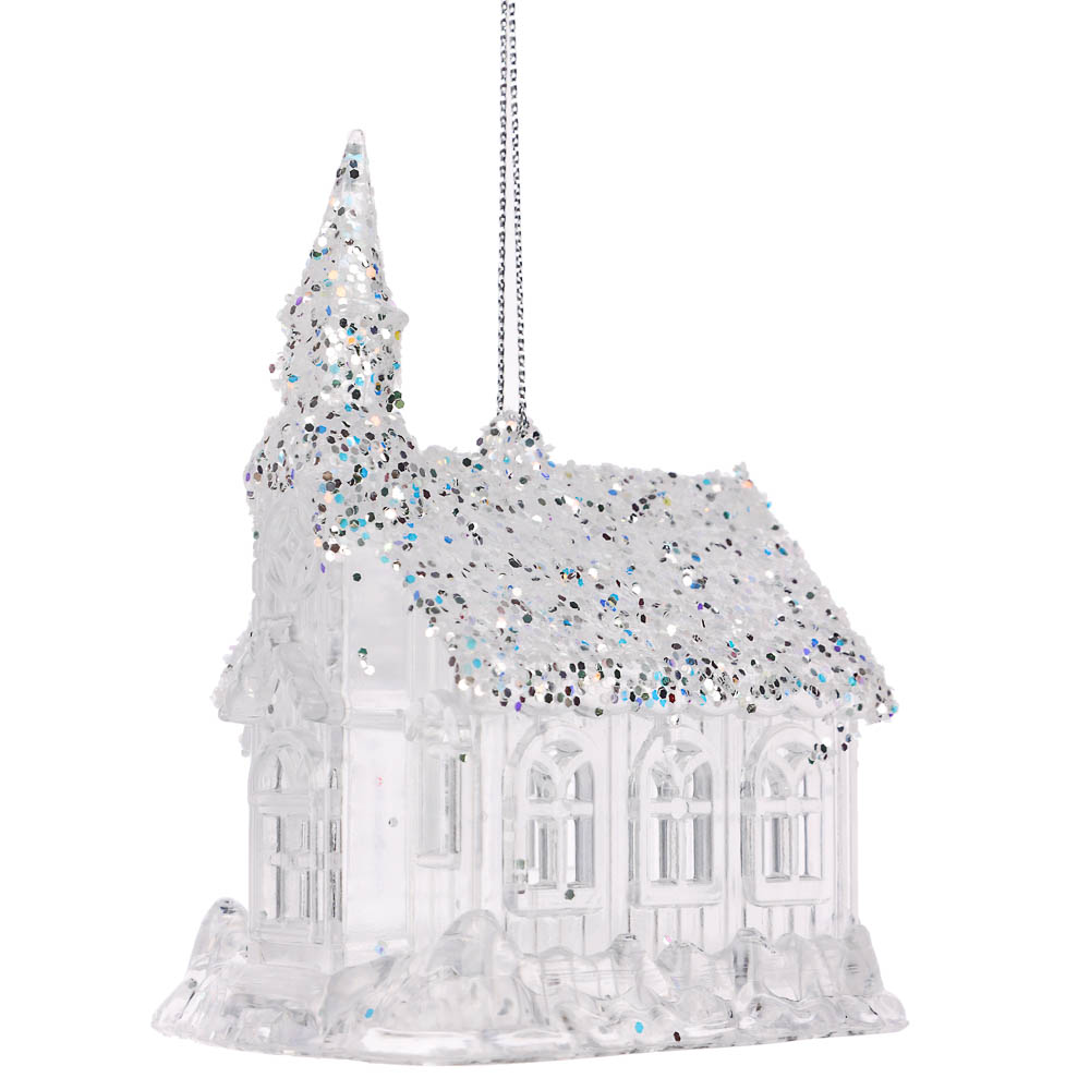 СНОУ БУМ Подвеска декоративная "Дом" 7.5x6x10 см, акрил, глиттер, арт.№ 397-430