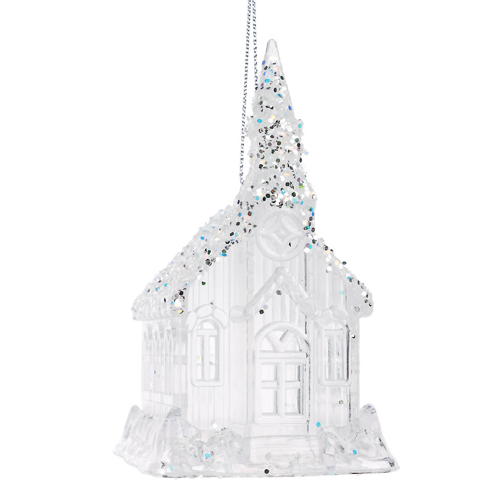 СНОУ БУМ Подвеска декоративная "Дом" 7.5x6x10 см, акрил, глиттер, арт.№ 397-430