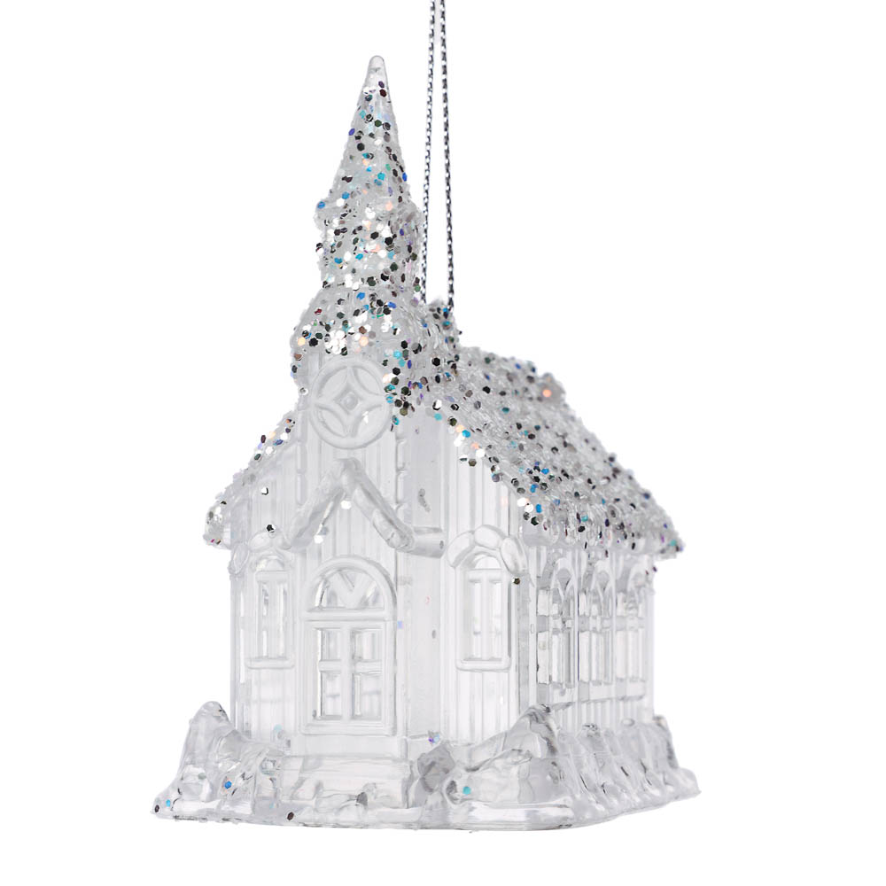 СНОУ БУМ Подвеска декоративная "Дом" 7.5x6x10 см, акрил, глиттер, арт.№ 397-430