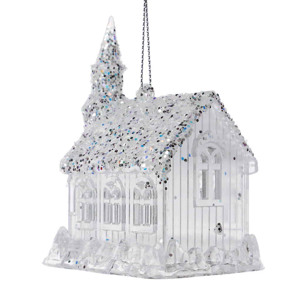 СНОУ БУМ Подвеска декоративная "Дом" 7.5x6x10 см, акрил, глиттер, арт.№ 397-430
