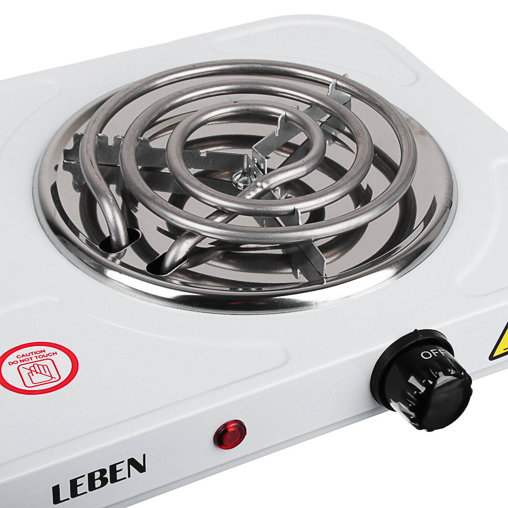 LEBEN Плитка электрическая двухконфорочная 2000Вт нагр. эл. спираль d14cм, F011, арт.№ 475-037