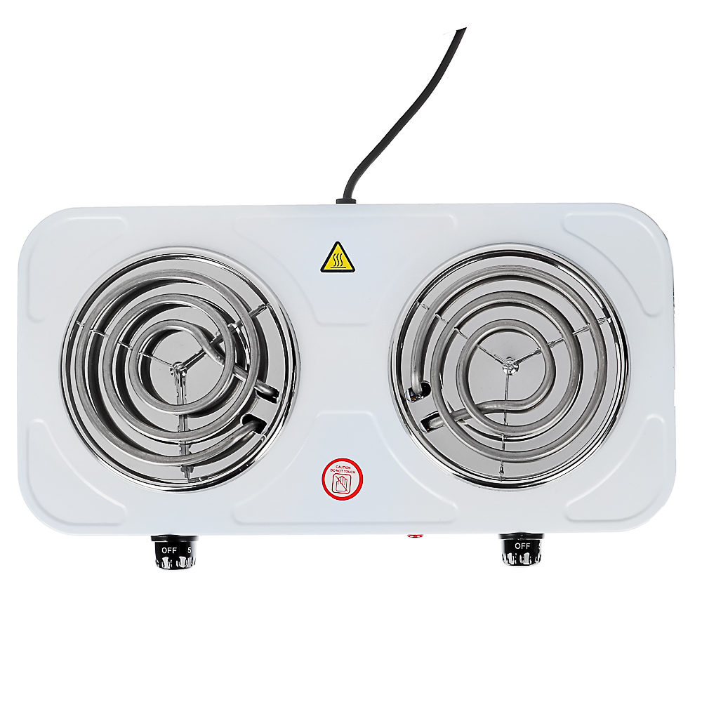 LEBEN Плитка электрическая двухконфорочная 2000Вт нагр. эл. спираль d14cм, F011, арт.№ 475-037