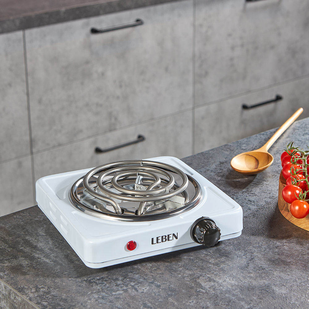 LEBEN Плитка электрическая одноконфорочная 1000Вт нагр. эл. спираль d14см, арт.№ 475-039