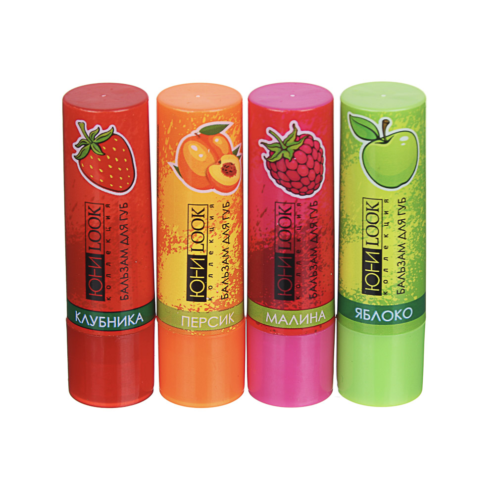 Бальзам для губ тм ЮL, 3,5г, яблоко, персик, малина, клубника, арт.№ 330-402