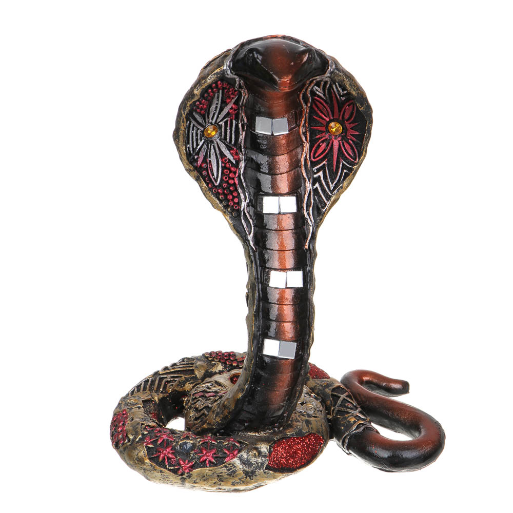 СНОУ БУМ Сувенир "Кобра" в этническом стиле, 15,5х10,5х20 см, полистоун, стразы, цвет венге, арт.№ 398-811