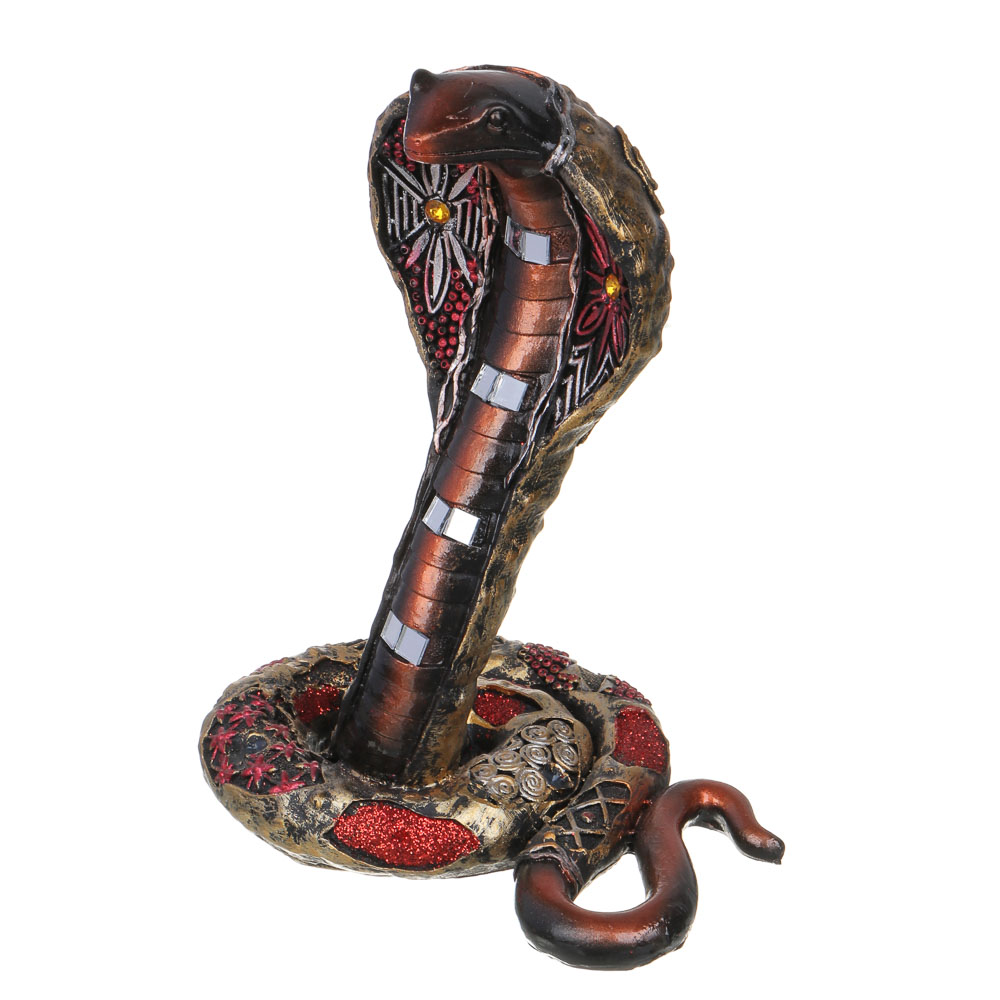 СНОУ БУМ Сувенир "Кобра" в этническом стиле, 15,5х10,5х20 см, полистоун, стразы, цвет венге, арт.№ 398-811