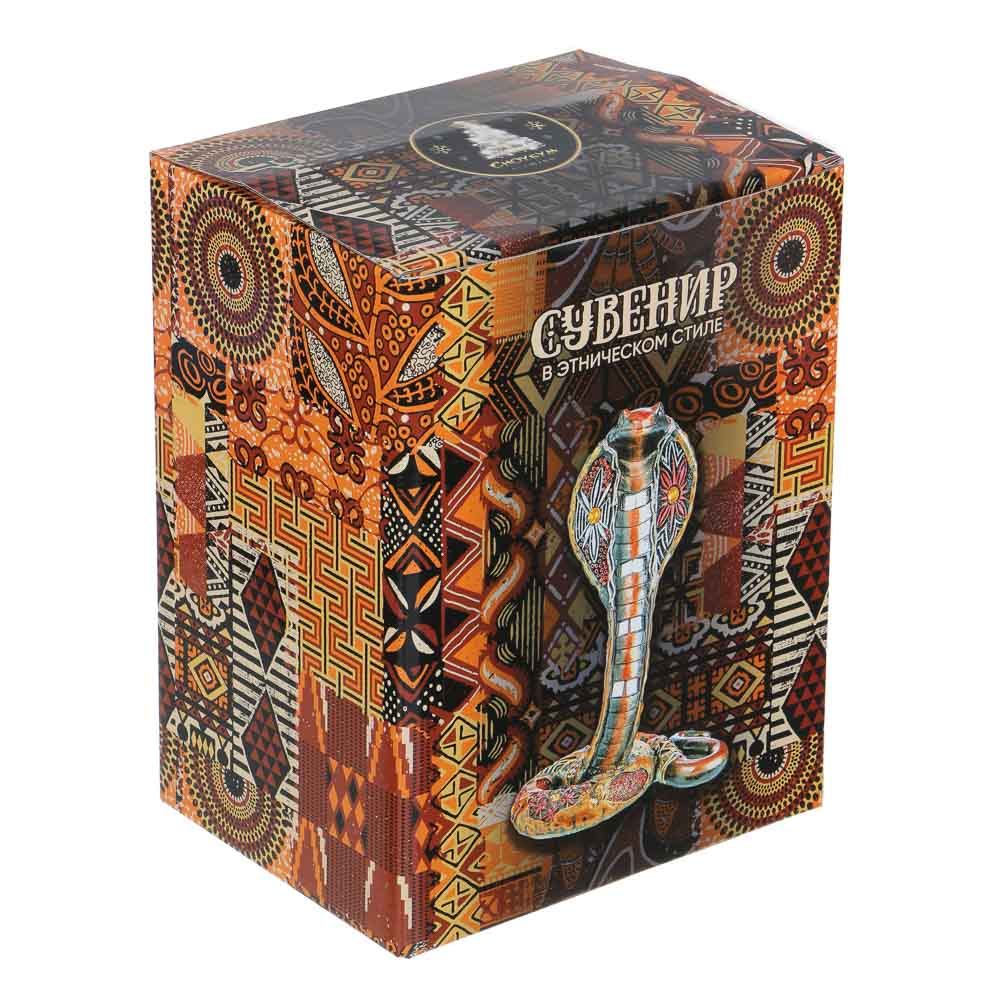 СНОУ БУМ Сувенир "Кобра" в этническом стиле, 15,5х10,5х20 см, полистоун, стразы, цвет венге, арт.№ 398-811