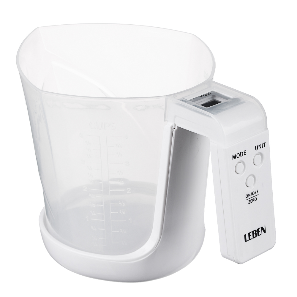 LEBEN Весы кухонные электронные, кувшин 1 л, макс.нагрузка до 5кг (точн. измер. 1 гр), LCD-дисплей, арт.№ 268-048