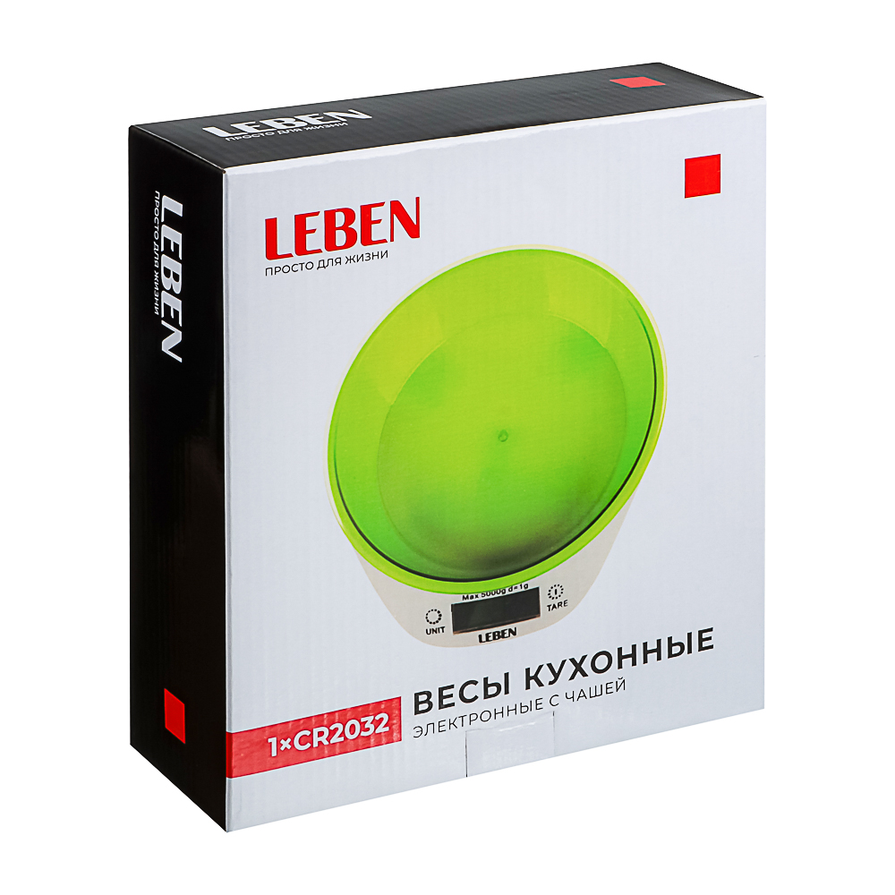 LEBEN Весы кухонные электронные c чашей, макс.нагрузка до 5кг (точн. измер. 1 гр), арт.№ 268-049
