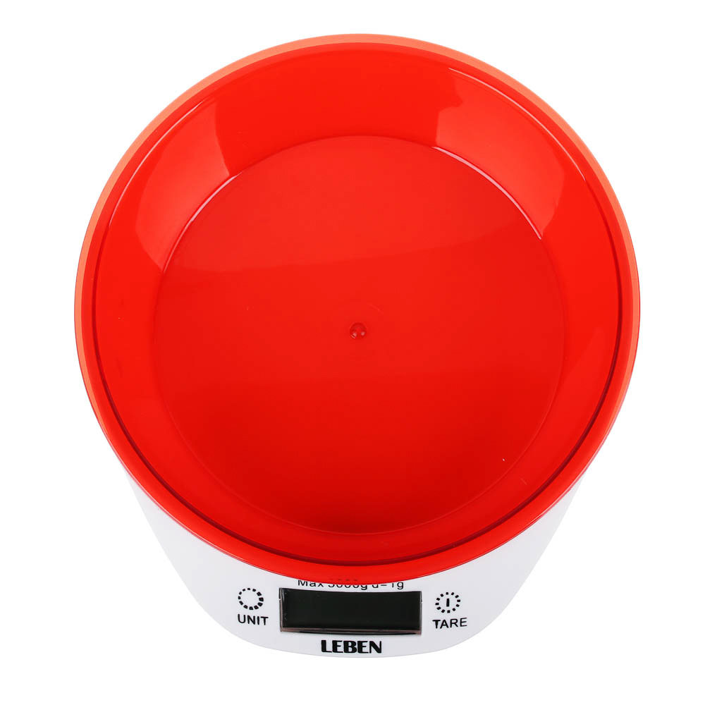 LEBEN Весы кухонные электронные c чашей, макс.нагрузка до 5кг (точн. измер. 1 гр), арт.№ 268-049
