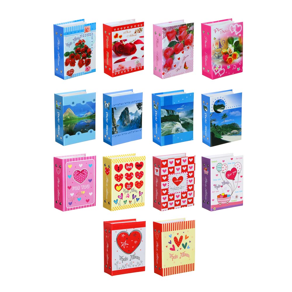 Фотоальбом на 96 фото, 16,5х12,5см, 10х15см, PP, картон, 14 дизайнов, арт.№ 401-020