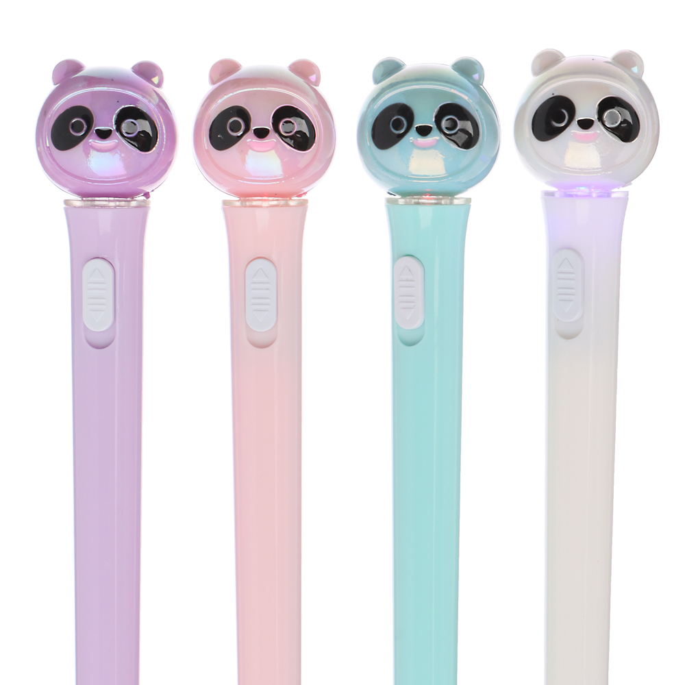 Ручка шариковая синяя, со светящейся фигуркой в форме панды, 4 цв.корп., 16,5см, пластик, арт.№ 591-151