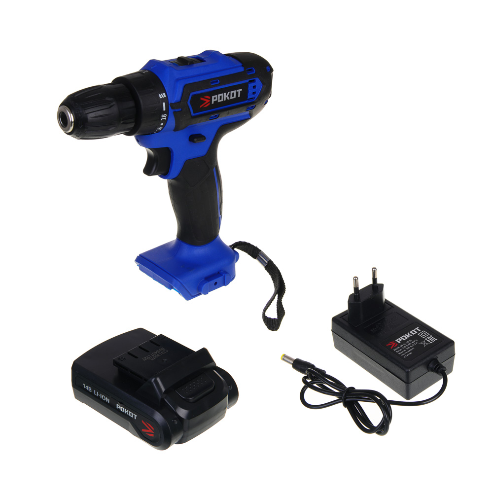 РОКОТ Дрель-шуруповерт аккум. ДША-14в, 0-550-1550 об/мин, 1,3 Li-on (1), 28 н*м, арт.№ 691-014