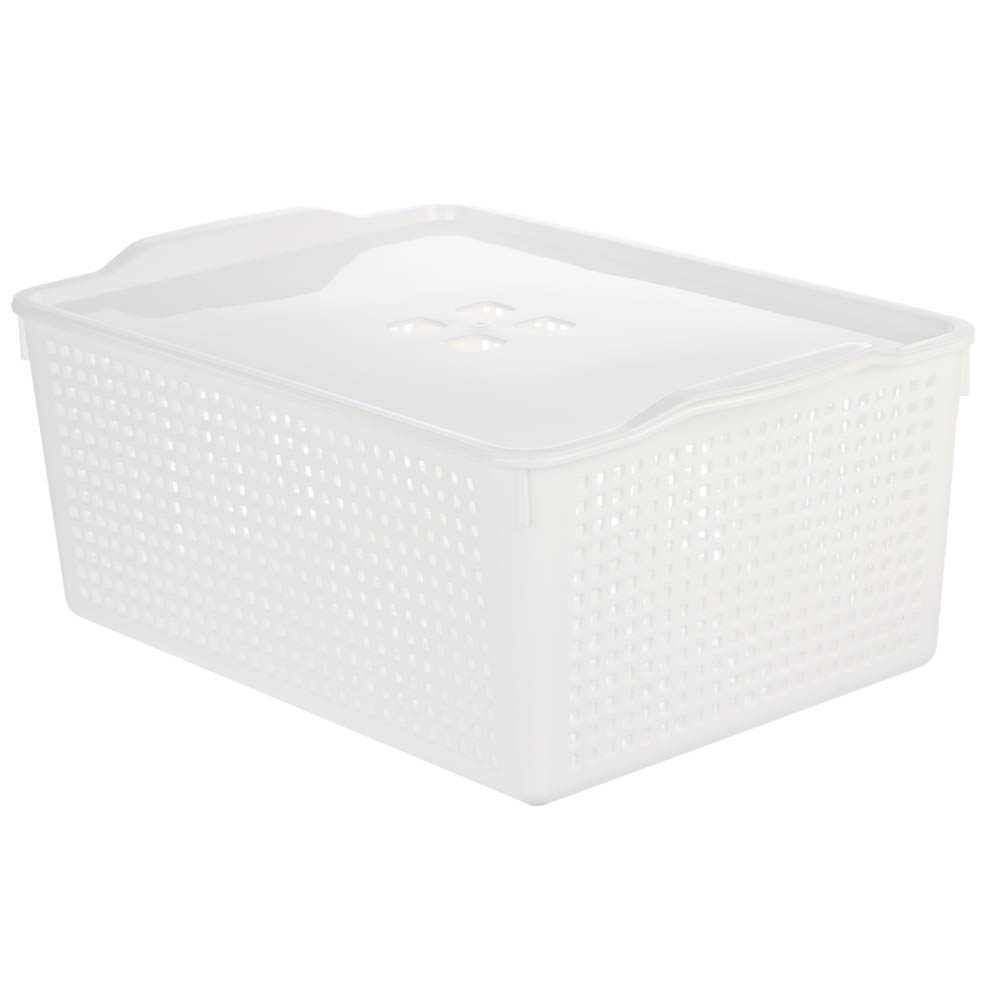 Корзинка Лофт 13л 395х272х168 мм с крышкой белый, серый, арт.№ 457-854