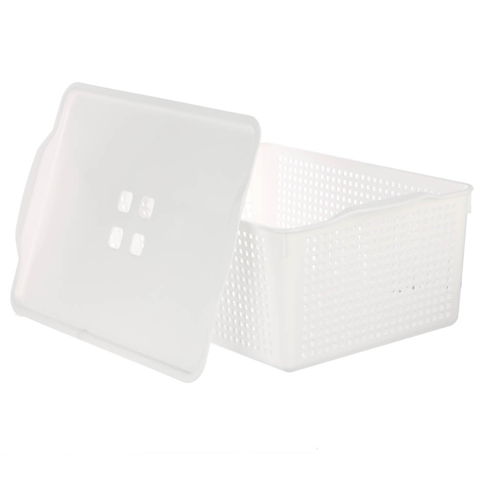 Корзинка Лофт 13л 395х272х168 мм с крышкой белый, серый, арт.№ 457-854