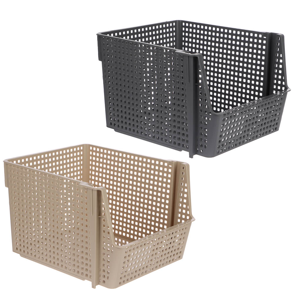 Корзинка для хранения Лофт10л штабелируемая серый, латте, арт.№ 457-856