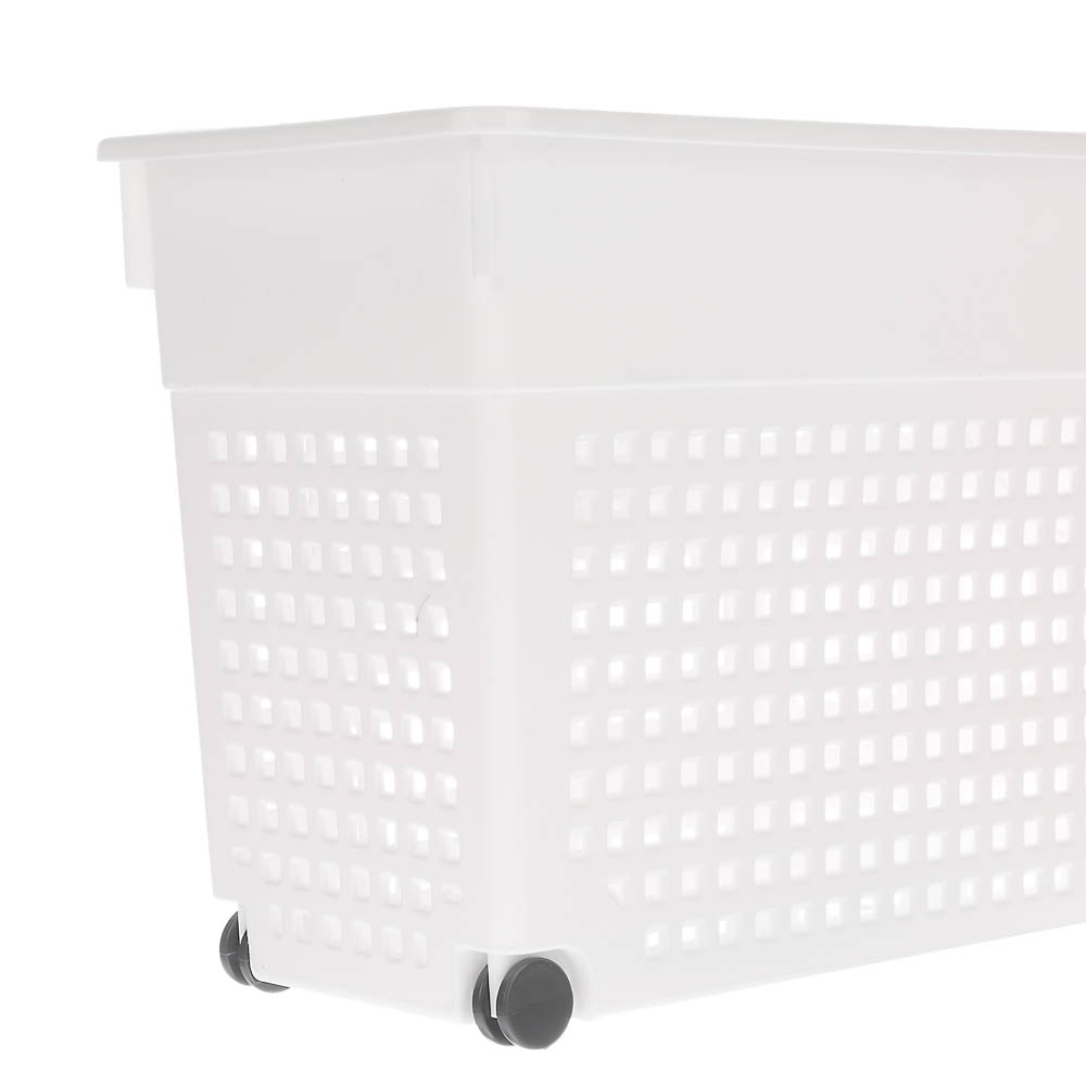 Контейнер Лофт хозяйственный на колесах узкий 355х130х170 мм белый, серый, арт.№ 457-857