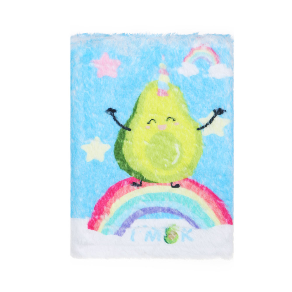 Записная книжка А5, 21х15см, 80 листов, "Авокадо", флис с цветной печатью, 4 дизайна, арт.№ 557-067