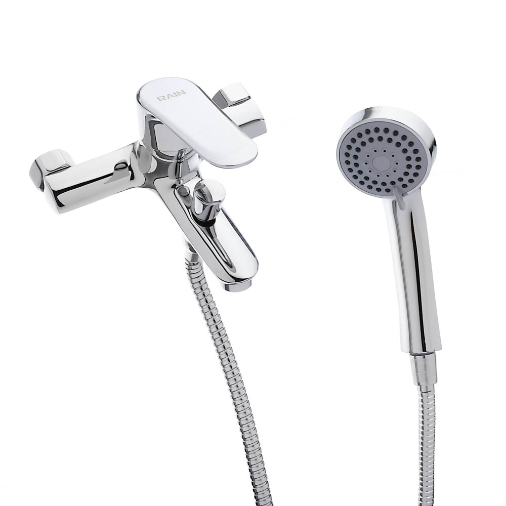 RAIN Смеситель для ванны Оникс, короткий излив, душ. набор, картридж 35мм, латунь, хром, арт.№ 561-316