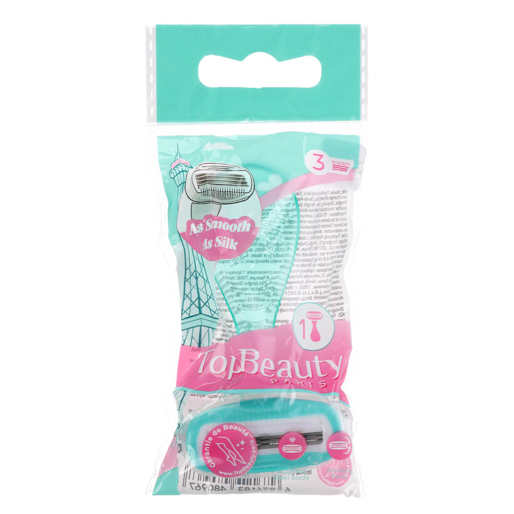 Станок для бритья женский TopBeauty Paris Mini + сменная кассета (3 лезвия), 1шт, арт.№ 946-023