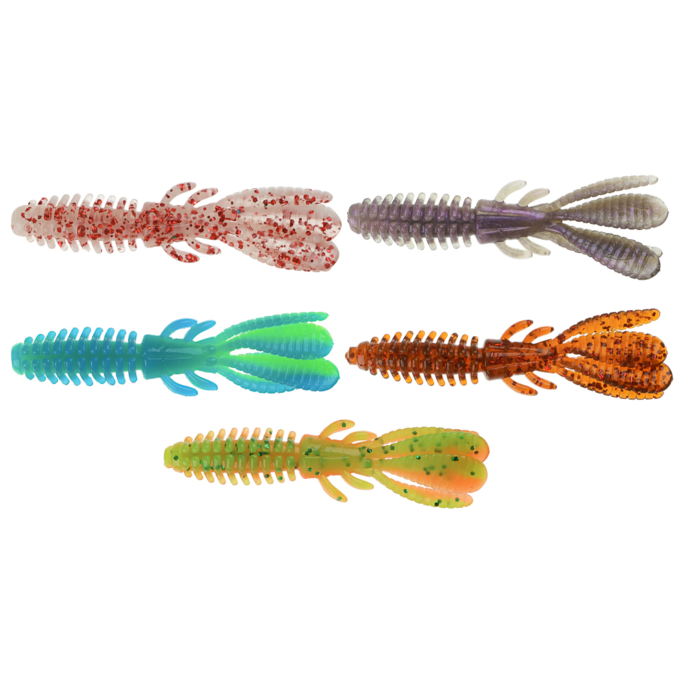 Набор силиконовых приманок "Кальмар" тм AZOR FISHING, плавающая, съедобная, 75мм, 5шт, 5 цветов, арт.№ 145-009