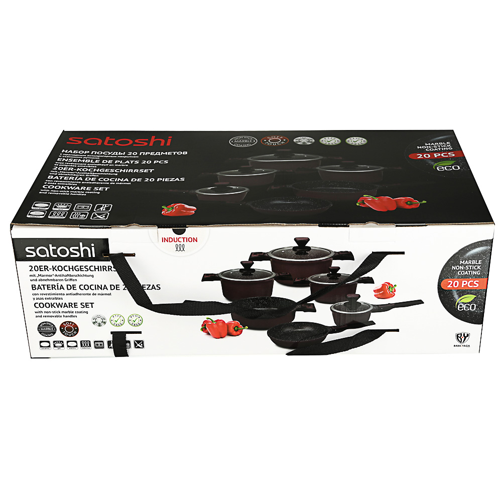 SATOSHI Аренто Наб.20пр,а/пр.покр,съем.руч.;каст.+крыш:2.4;4.2;6.5л;ковш+крыш.1,3л;сков.24,сотейн.28, арт.№ 846-592