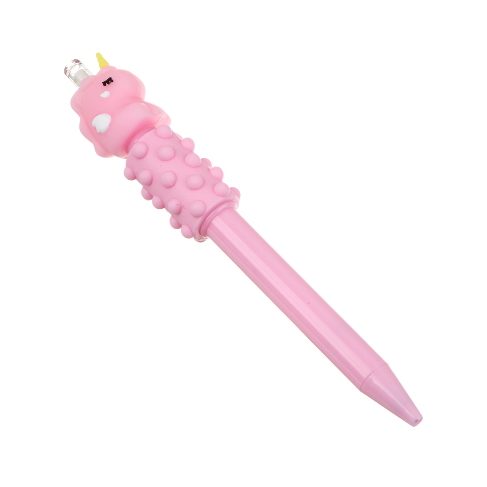 Ручка шариковая синяя, с вращающейся массажной вставкой и фигуркой "Единорог", 3 цвета, арт.№ 591-228