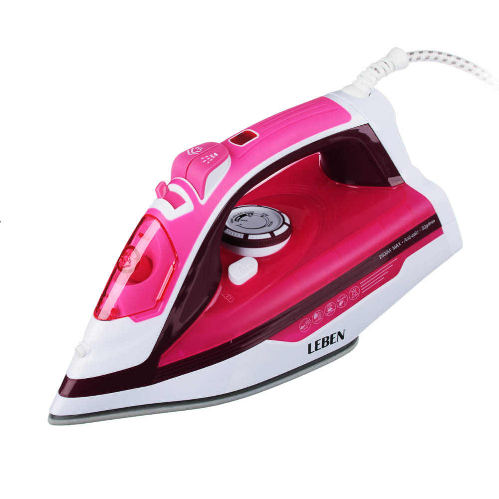 LEBEN Утюг с отпаривателем 2600 Вт, подошва - керамическое покрытие, арт.№ 249-014