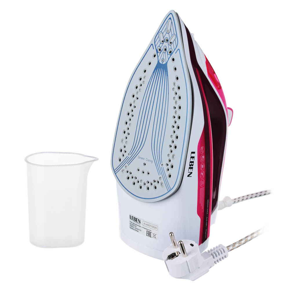 LEBEN Утюг с отпаривателем 2600 Вт, подошва - керамическое покрытие, арт.№ 249-014