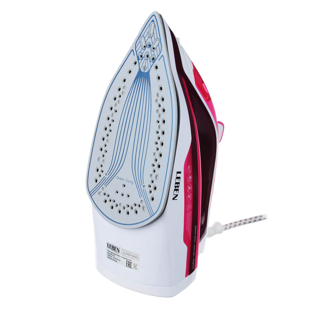 LEBEN Утюг с отпаривателем 2600 Вт, подошва - керамическое покрытие, арт.№ 249-014