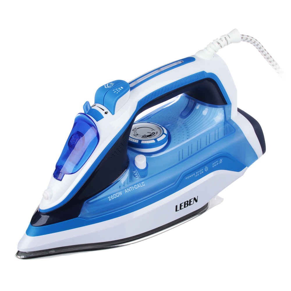 LEBEN Утюг с отпаривателем 2600 Вт, подошва - нерж. сталь, арт.№ 249-013