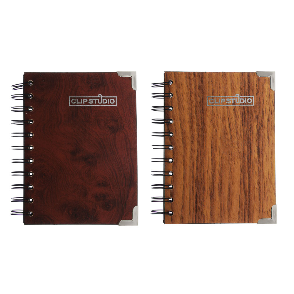 Записная книжка 94л, тверд.обл.из МДФ, спираль, углы под металл, клетка, 14,8х12см, 2 дизайна, арт.№ 574-022