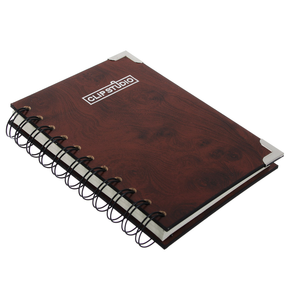 Записная книжка 94л, тверд.обл.из МДФ, спираль, углы под металл, клетка, 14,8х12см, 2 дизайна, арт.№ 574-022