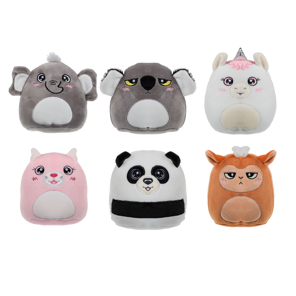 МЕШОК ПОДАРКОВ Игрушка мягкая в виде животных "Смайлыши", полиэстер, 14см, 6 дизайнов, арт.№ 264-025