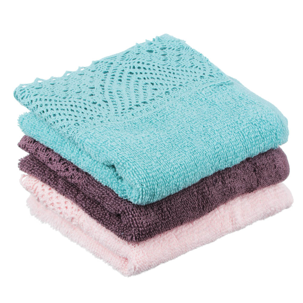 PROVANCE Мятный Латте Полотенце махровое с кружевом, 100% хлопок, 30х50см, 400гр/м, 3 цвета, арт.№ 488-040