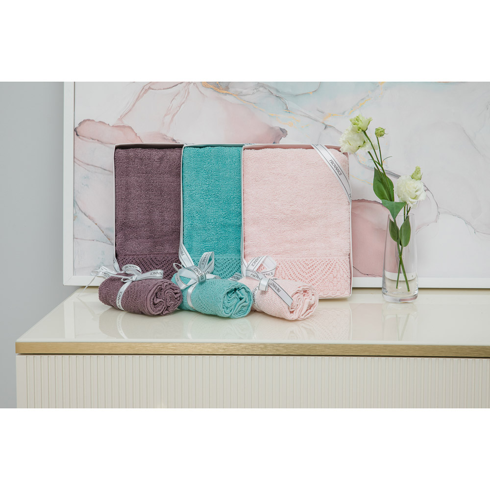 PROVANCE Мятный Латте Полотенце махровое с кружевом, 100% хлопок, 30х50см, 400гр/м, 3 цвета, арт.№ 488-040