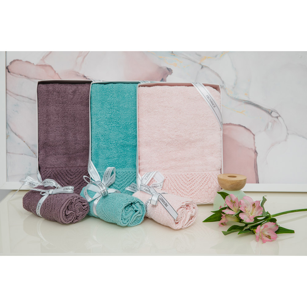 PROVANCE Мятный Латте Полотенце махровое с кружевом, 100% хлопок, 50х90см, 400гр/м, 3 цвета, арт.№ 488-041