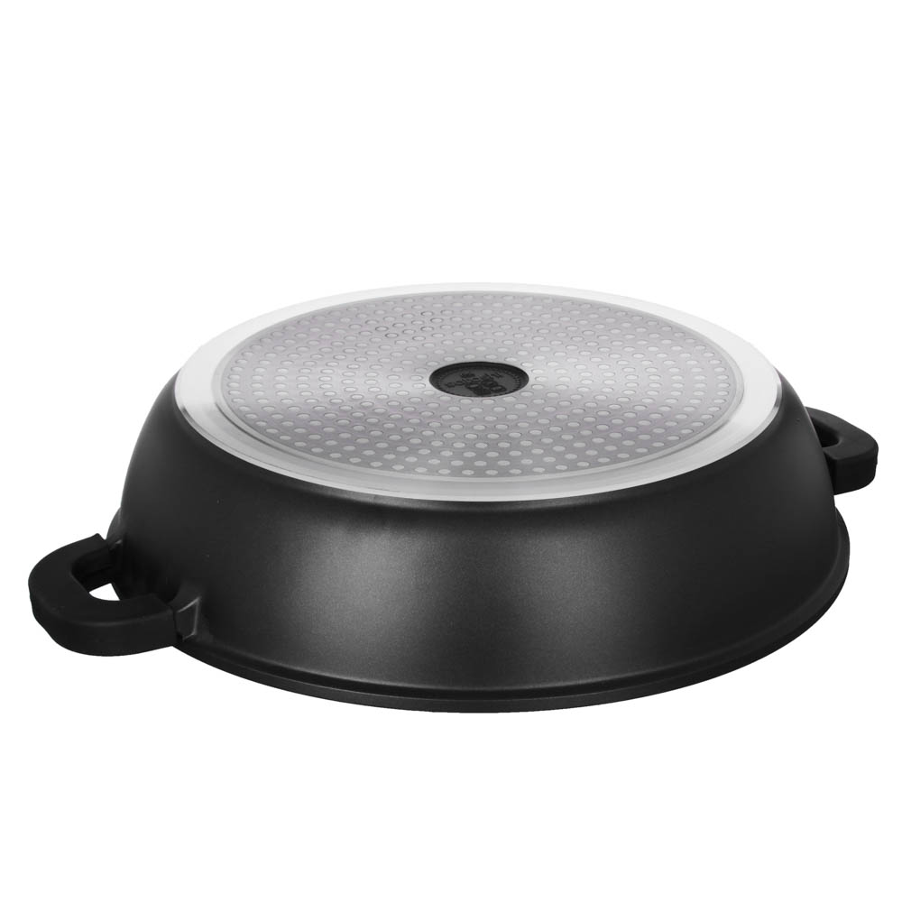 SATOSHI Лион Сотейник с крышкой 5,2л d32х8,2см, а/приг.покр.Мрамор, силик.протекторы ручек, индукц, арт.№ 846-414