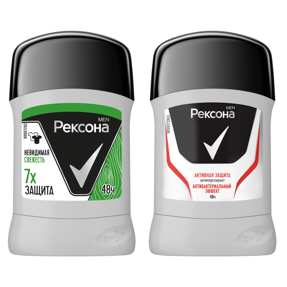Антиперспирант твердый мужской РЕКСОНА MEN невидимая свежесть/активная защита, п/б, 50 мл, арт.№ 976-002