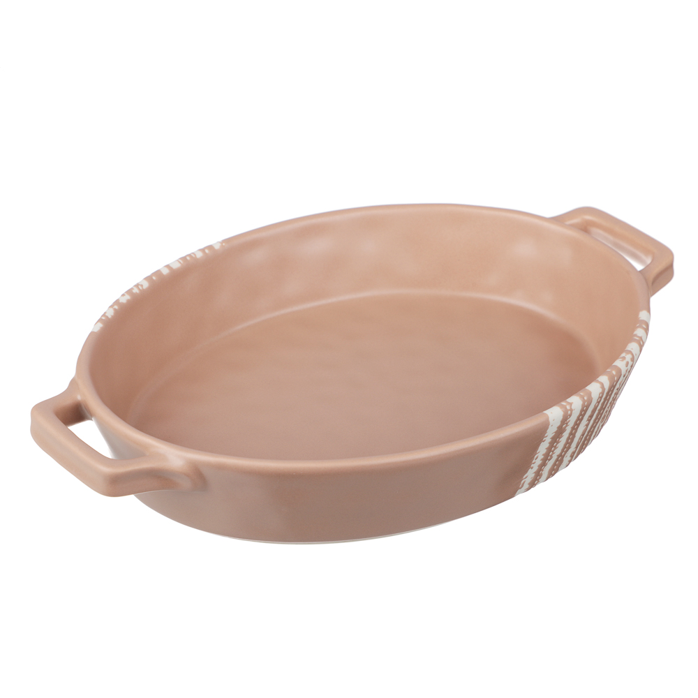 MILLIMI Форма для запекания и сервировки овальная с ручками, керамика, 31х20,5х5 см, объем 1,1 л, бежевая, арт.№ 826-386