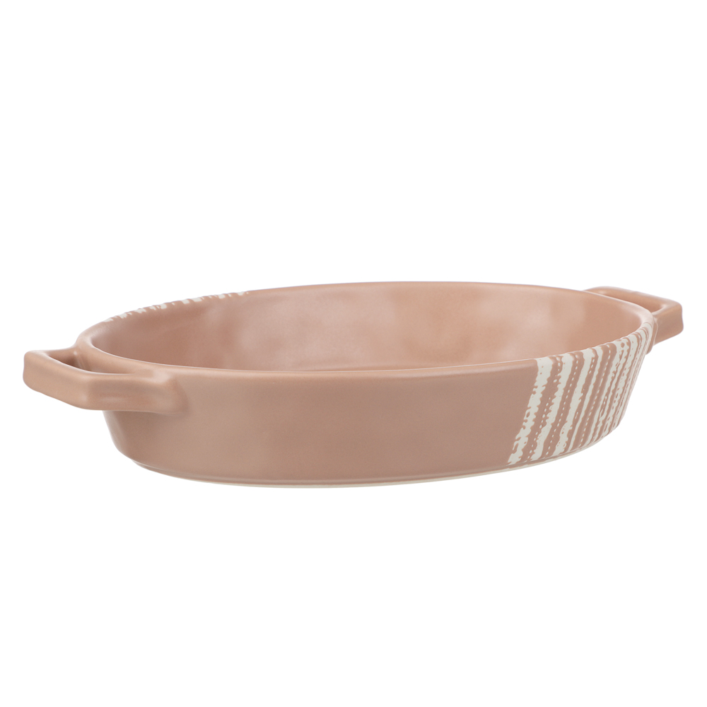 MILLIMI Форма для запекания и сервировки овальная с ручками, керамика, 31х20,5х5 см, объем 1,1 л, бежевая, арт.№ 826-386