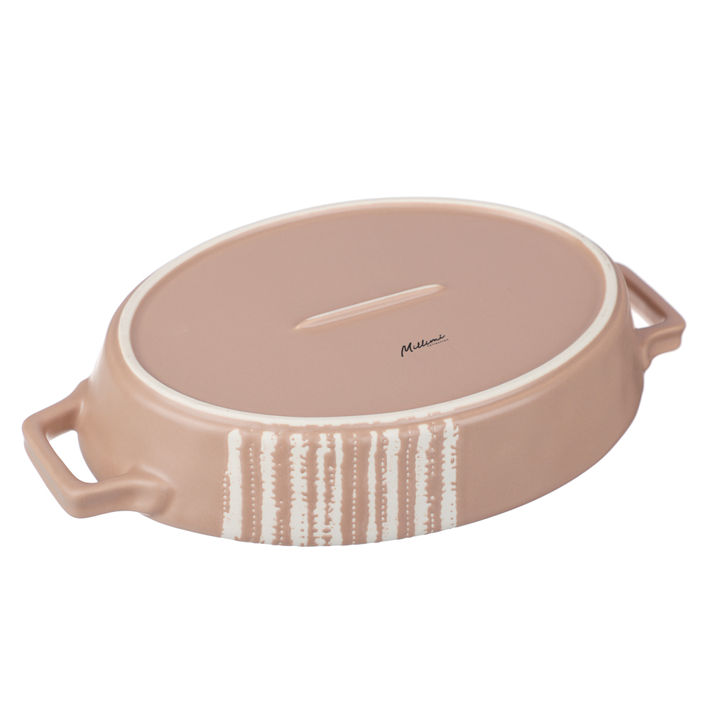 MILLIMI Форма для запекания и сервировки овальная с ручками, керамика, 31х20,5х5 см, объем 1,1 л, бежевая, арт.№ 826-386