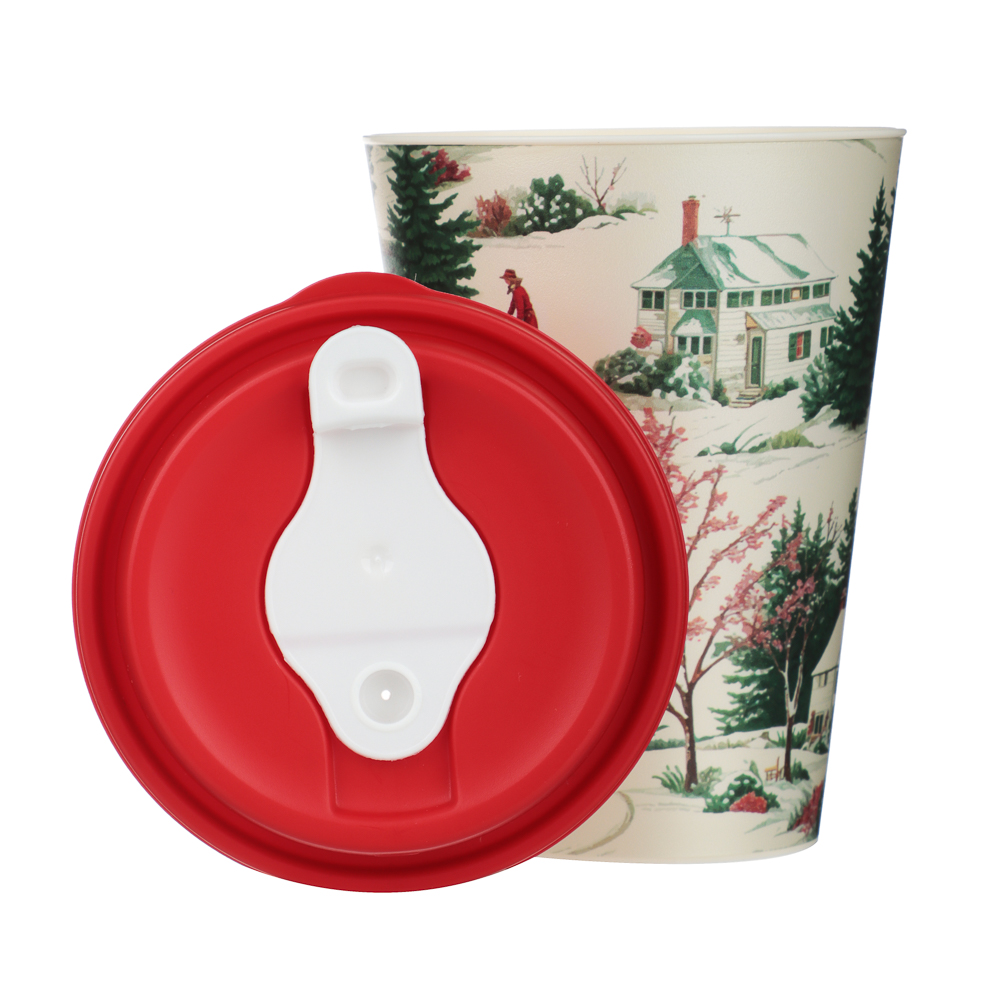 Зимние игрушки Стакан с крышкой и клапаном 420мл, пластик, 4 дизайна, арт.№ 861-550
